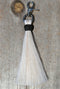 Close Up View 6" - shu-fly tassels. Handmade from 100% natural mane horsehair in natural horsehair colors.     White