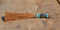 Close Up View 4 1/2" total length horsehair zipper pull with spring clip. Handmade horsehair various colors and beading pattern. Sorrel-Turquoise/Silver/Turquoise