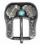 Close Up Buckle Straight browband headstall with Forget-Me-Not with two-tone chocolate colored leather and natural tooling. Stainless steel hardware.  Horse size.
