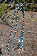 Jose Ortiz 5/8" Mohair Roping/Loop Reins - Turquoise, Rust, Grey, Black & White