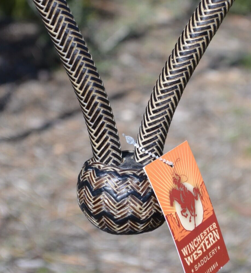 Jose Ortiz 5/8" Dark Brown Rawhide Bosal Black Details Nose & Round Knot - 18 P