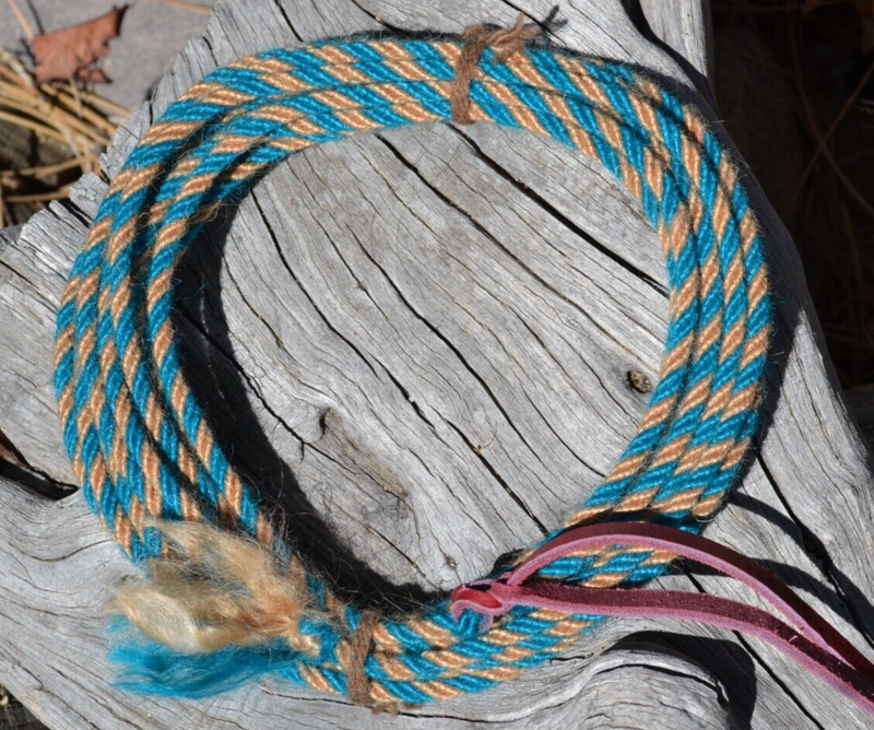 Jose Ortiz 1/4" Mohair Get Down / Fiador Rope 16' - Turquoise & Tan