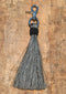 Close Up View 6" - shu-fly tassels. Handmade from 100% natural mane horsehair in natural horsehair colors.     Grey