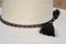 3/8" Hand Braided 3 Strand Horsehair Hatband Double Tassels - White/Wine/Black