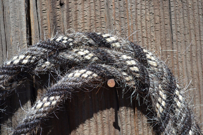 Jose Ortiz 5/8" Mane Hair Roping/Loop Reins - Grey, Black, White & Black