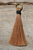 Close Up View 6" - Shu-fly tassels with Brass Ring. Handmade from 100% natural mane horsehair in natural horsehair colors.          Sorrel