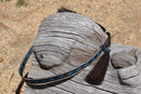 1/2" Hand Braided 5 Strand Horsehair Hatband Double Tassels - Black/Blue/White