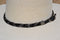 1/2" Hand Braided Two-Tone Horsehair Hatband, Leather and Buckle - Grey/Black