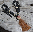 Jose Ortiz Black Harness Natural/Latigo Rawhide Sorrel Tassel Buckle Curb Strap
