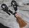 Jose Ortiz Black Harness Natural/Latigo Rawhide Sorrel Tassel Buckle Curb Strap