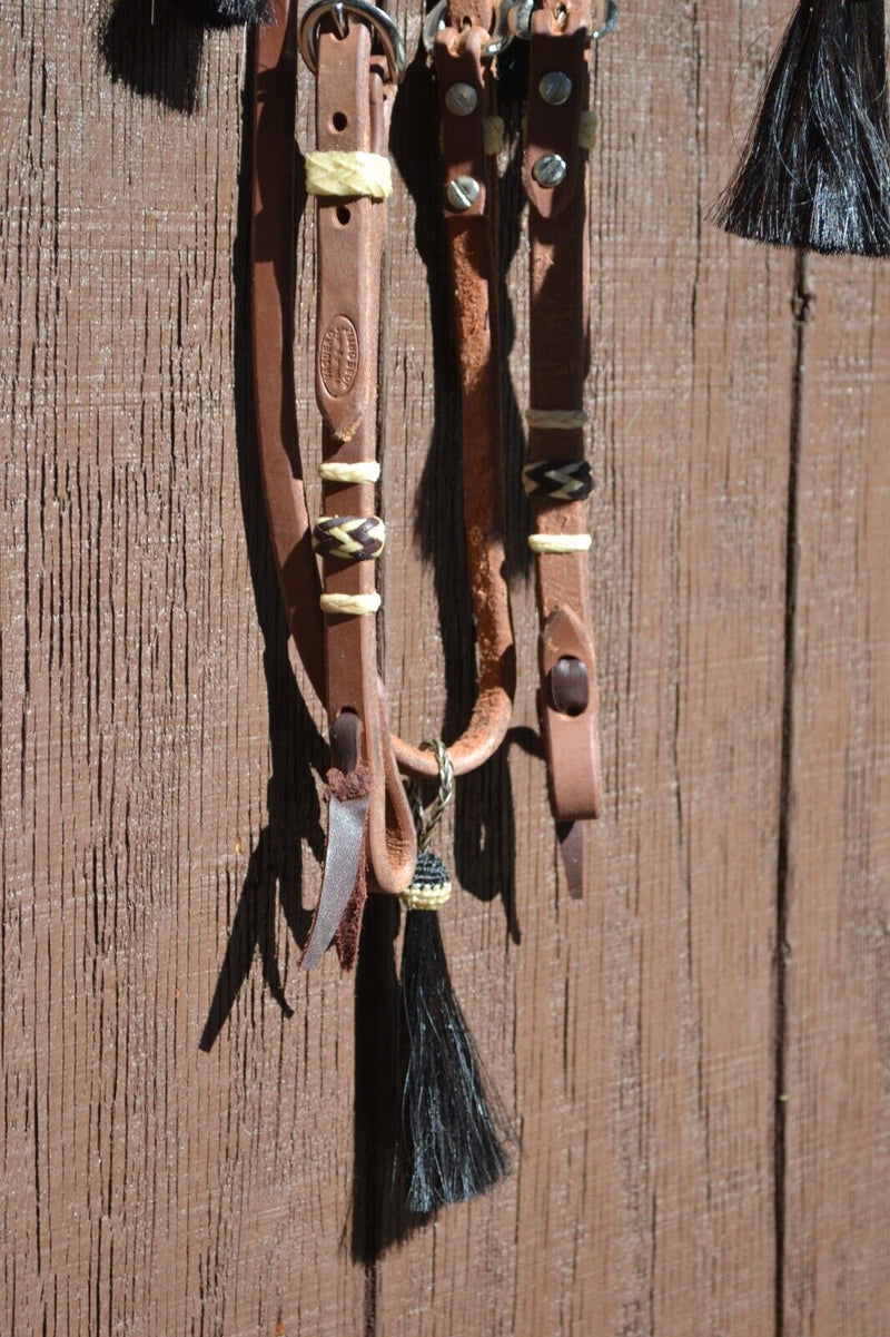Jose Ortiz Heavy Oil Harness Futurity Browband Headstall Natural/Brown Rawhide