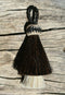 2 1/4" Two Bell Mule Tail Cut Horsehair Single Tassels. Black/White