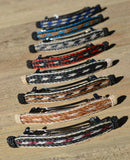 Close Up View Color Variety Awesome 1/2" wide x 4" long, 3 Strand Braided Natural Horsehair Barrette.  