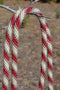 Jose Ortiz 5/8" Mohair Roping/Loop Reins - 6 Str - Lt Red/Natural/Brown & White