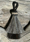 2 1/4" Two Bell Mule Tail Cut Horsehair Single Tassels. Grey/Black