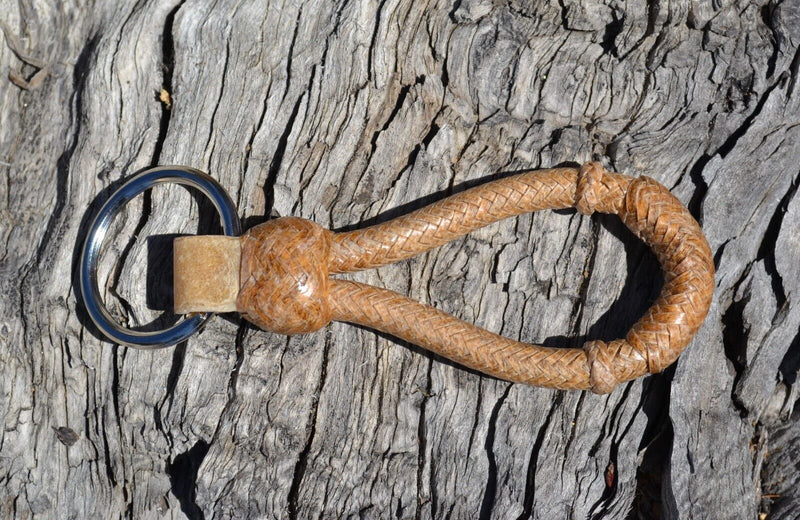 Hand Braided Natural Rawhide Bosal Key Chain / Key Ring - All Natural