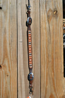 Cashel Breast Collar Wither Strap Beaded Feather - Tan / White / Orange