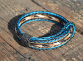 Close Up View Awesome 5/8" wide, 5 Strand Braided Horsehair Bracelet with sliding knot. Turquoise/Sorrel/Black/White