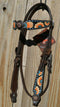 Circle Y Hand Painted Sunflower Buckstitch Browband Headstall - Concho Ends