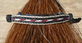 Close Up View Awesome 1/2" wide x 4" long, 3 Strand Braided Natural Horsehair Barrette.  White/Burgundy/Black