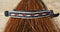 Close Up View Awesome 1/2" wide x 4" long, 3 Strand Braided Natural Horsehair Barrette.  White/Burgundy/Black