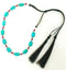 "Rose" Hatband  - Turquoise Color Stones & Magenta Pearls - Leather/Horsehair