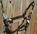 Beautiful Circle Y Dark Oil Show Halter.  Dark walnut leather with engraved sterling overlay berry edge silver studded with Swarovski crystals.  Stunning halter will be amazing under the lights