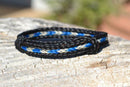 Awesome 1/2" wide, 3 Strand Braided Horsehair Bracelet with sliding knot.  The unique sliding knot XL design expands up to 10".  Unisex.  Very durable and makes a great gift for any horse lover. Black/Blue/White