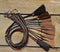 Close Up View Various Colors  natural horse hair stampede string with cotter pin attachments. 