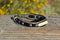 Close Up View Awesome 3/8" wide, 3 Strand Braided Horsehair Bracelet with a lobster claw clasp and various colored and patterned bone beads. White/Black/Silver