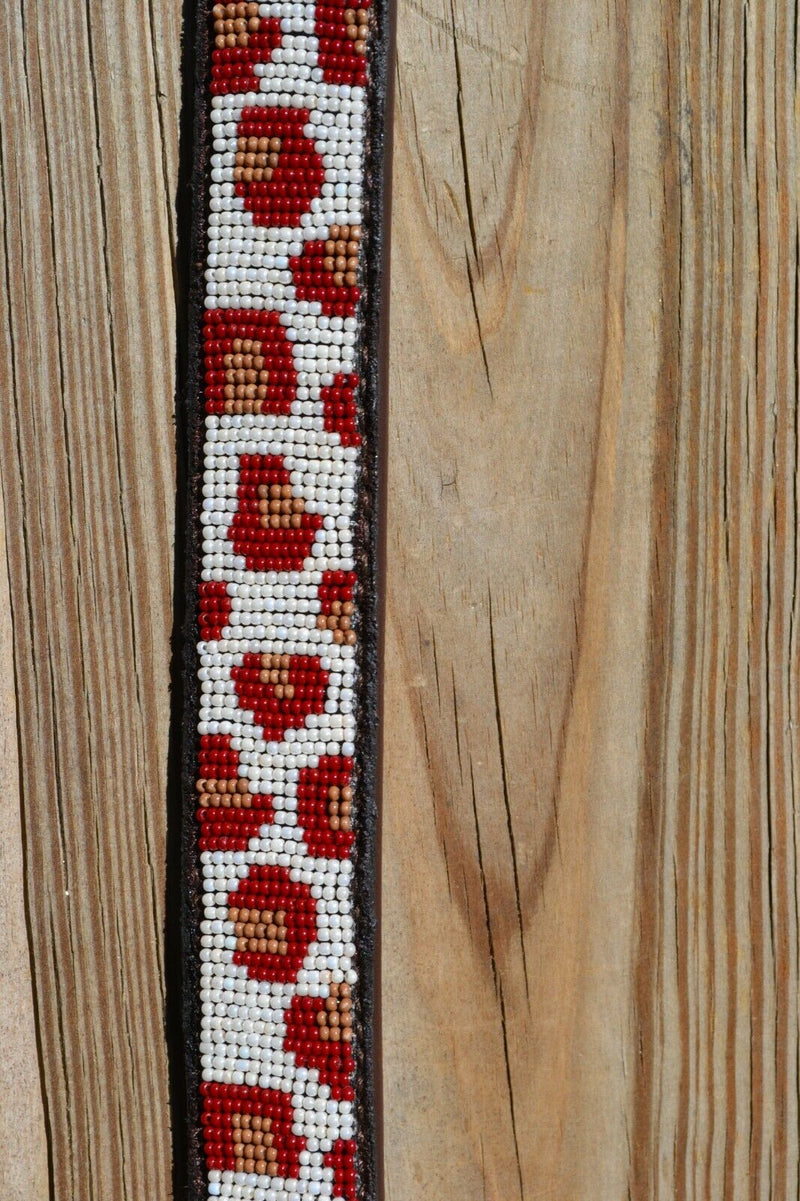 Close Up View of the beading. Cashel Breast Collar Wither Strap Beaded - Brown Cheetah