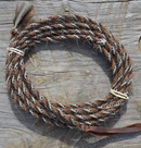 Jose Ortiz 1/4" Mane Hair Mecate Reins 22' - Chestnut/Sorrel/White/Black & White