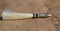 Close Up View 4 1/2" total length horsehair zipper pull with spring clip. Handmade horsehair various colors and beading pattern. White-Gold/Silver/Gold