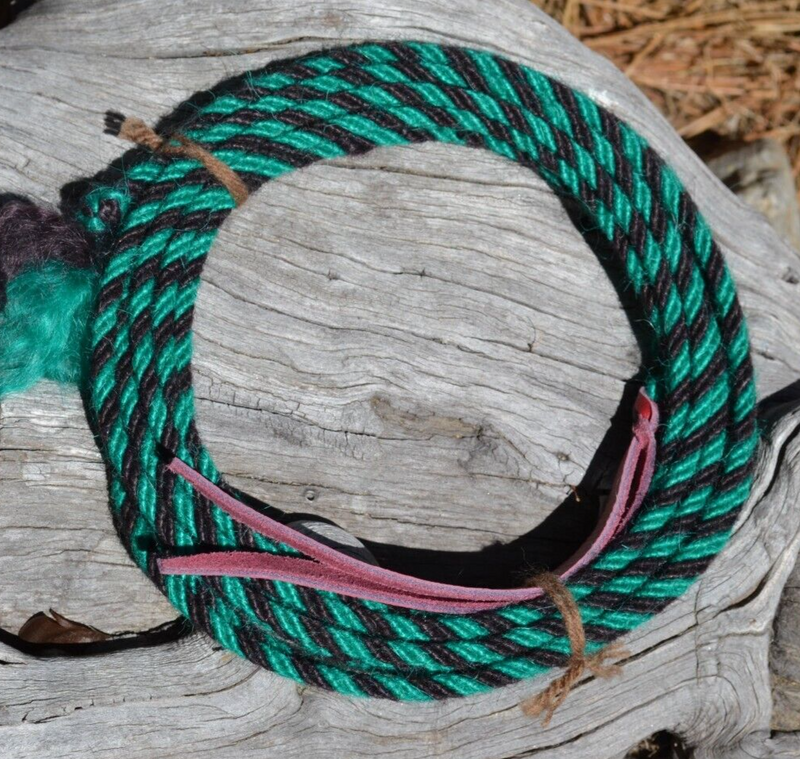 Jose Ortiz 1/4" Mohair Get Down / Fiador Rope 16' - Kelly Green & Black