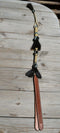 Beautiful Jose Ortiz  Braided Rawhide Quirt Whip with Hitched Horsehair Knots, black horsehair tassels and Hand Tooled Leather Popper.   Natural colored rawhide with turquoise blue, tan and black details. 