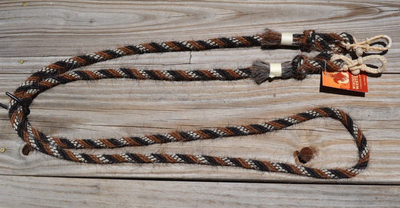 Jose Ortiz 1/2" Mane Hair Roping/Loop Reins - Black, Chestnut, Black & White