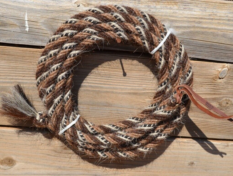 Jose Ortiz 1/2" Mane Mecate Reins - 6 Str x 22' - Sorrel/Chestnut/White/BW