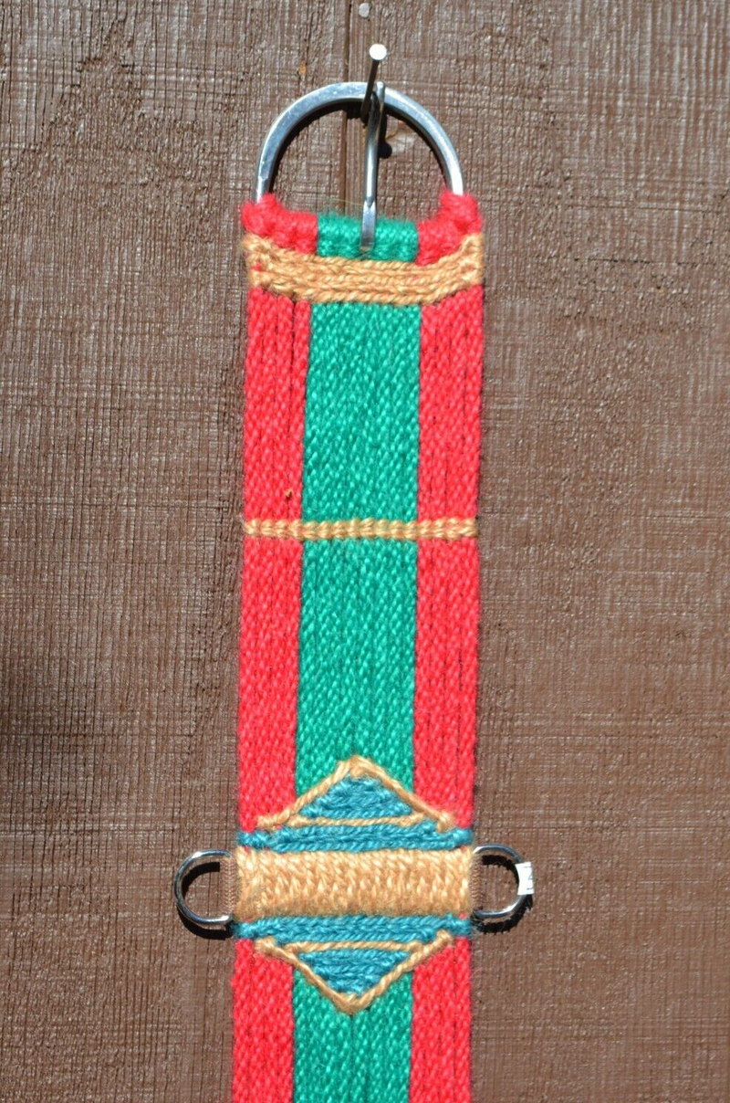100% Mohair Vaquero Style Straight Cinch - Red/Kelly Green/Tan/Turquoise - 30"