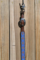 Close Up View sissor snap ends. Cashel Breast Collar Wither Strap Beaded - Turquoise / Blue / Red