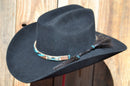 Reversible 1/2" Hand Hitched Horse Hair Hatband  - Chestnut/Turquoise, Tan/Brown