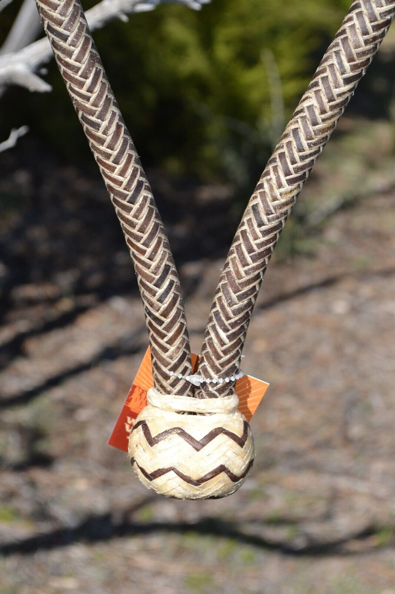 Jose Ortiz 5/8"  12 Plait Brown Beveled and Natural Rawhide Bosal - Round Knot