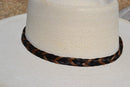 1/2" Hand Braided Two-Tone Horsehair Hatband, Leather and Buckle - Brown/Black