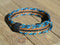 Close Up View Awesome 5/8" wide, 5 Strand Braided Horsehair Bracelet with sliding knot. Turquoise/Black/Sorrel/Black