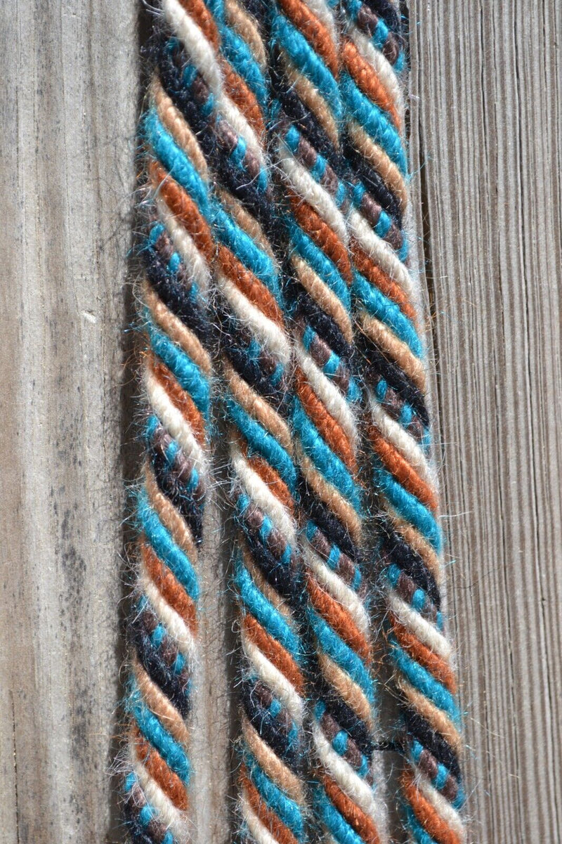 Jose Ortiz 1/2" Mohair Split Reins - 6 Strand - Turquoise/Tan/Black/Natural/Rust