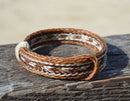 Awesome 5/8" wide, 5 Strand Braided Horsehair Bracelet with sliding knot.  The unique sliding knot design can expand up to 10".  Unisex.  Very durable and makes a great gift for any horse lover. Sorrel/White/Chestnut