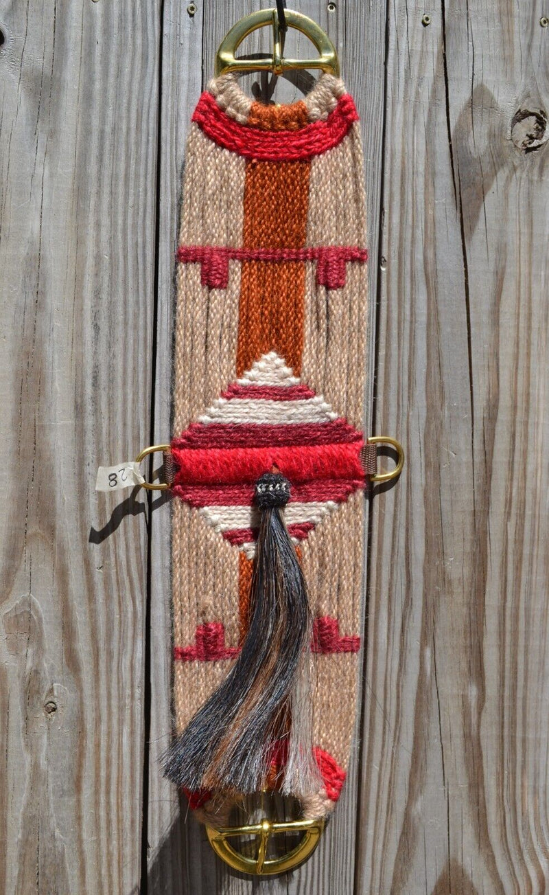 100% Mohair Vaquero Style Girth/Cinch w/Shu-Fly -Tan, Rusty Brown, Red, Dk Red