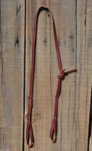 Beautiful single-ply 1/2" latigo self-tie bosal hanger.    Works great as a noseband hanger too.    Traditional style - self-tie with no bulky metal hardware.  Latigo color may vary from light to dark burgundy.  