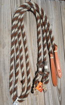 Jose Ortiz 5/8" Mane Hair Split Reins 8 ft - Chestnut, White, Blk & Wht