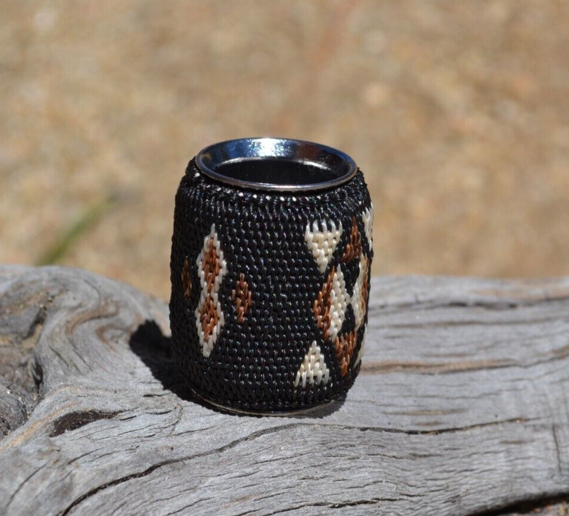 Scarf Slide - Hand Hitched Horse Hair Wrapped Scarf Slide - Black, Brown, Tan