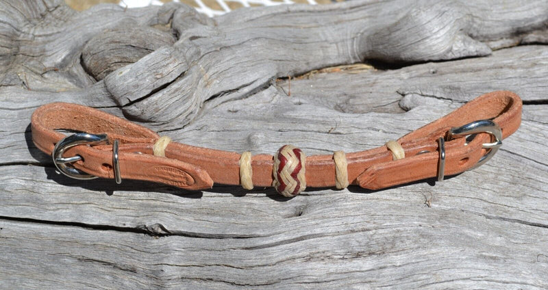 Jose Ortiz Harness Leather Rawhide/Latigo Detail Knot Double Buckle Curb Strap